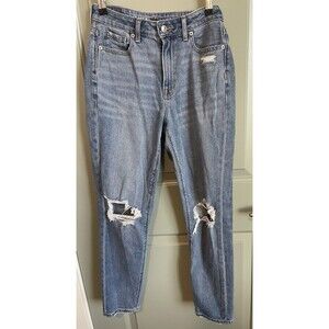 American Eagle Womens Jeans Size 0 25X27 Mom Jean High Rise Straight Leg Light